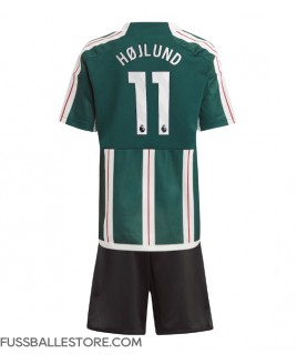Günstige Manchester United Rasmus Hojlund #11 Auswärts Trikotsatzt Kinder 2023-24 Kurzarm (+ Kurze Hosen)